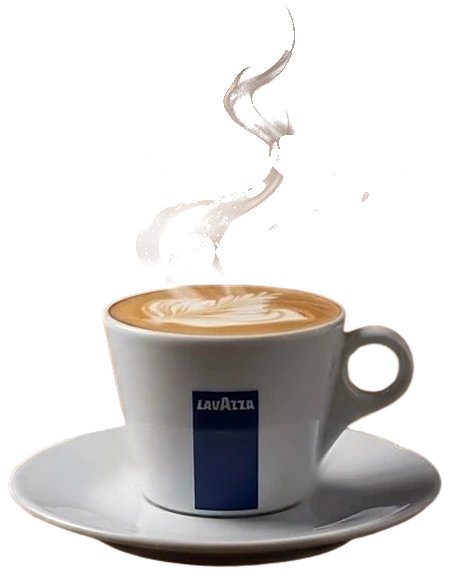 Taza de cafe con leche recien servida en Divuit Cafe